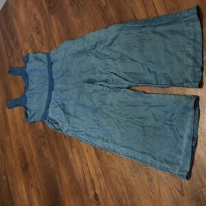 Splendid Two Tone Blue Denim Style Wide Leg Romper A7